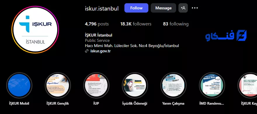 5 بهترین موسسه کاریابی ایرانی در ترکیه 1404 + شرایط و خدمات 1 اینستاگرام موسسه کاریابی iskur در ترکیه